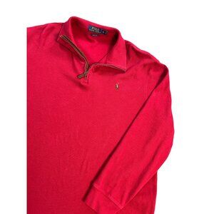 Polo Ralph Lauren Red Estate Rib Cotton Quarter-Zip Pullover Sweater XL Mens